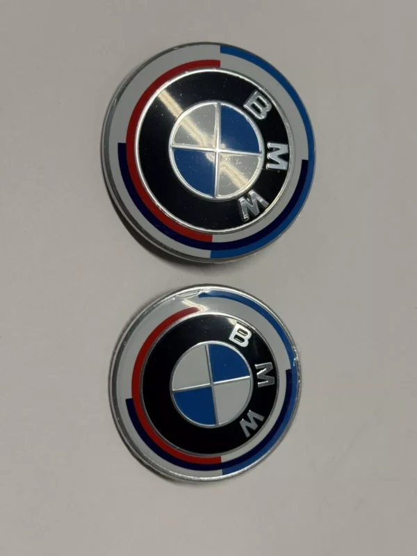 2X 50TH ANNIVERSARY FRONT HOOD 82MM REAR TRUNK 74MM FOR BMW EMBLEM LOGO BADGE $33.99